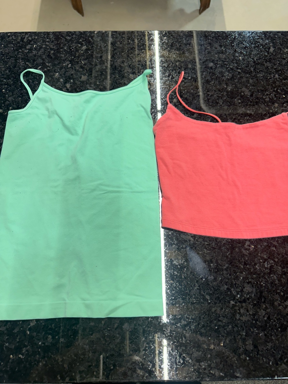 Two cami tank tops: one full length, one cropped